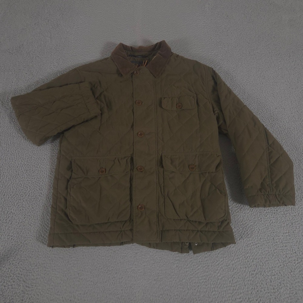VINTAGE Tommy Hilfiger Jacket Men XL Quilted Field Corduroy Collar Barn Coat 90s